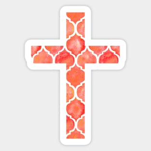 Peach Easter Cross Design Sticker